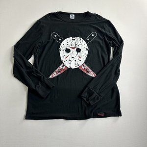 Friday the 13th Long Sleeve Jason Shirt‎ Halloween Mask Mens Size Medium Graphic